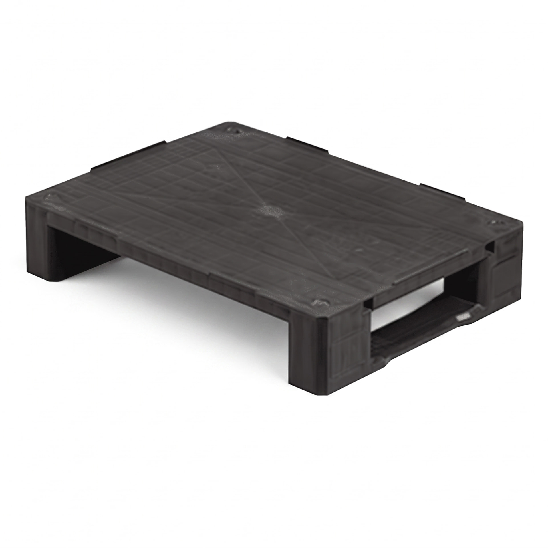 Plastic pallet 800 x 600 mm with two runners — corner view