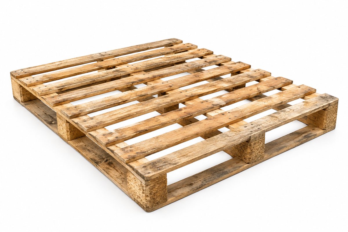 Used medium perimeter UK Standard wooden pallet, 1200 × 1000 mm