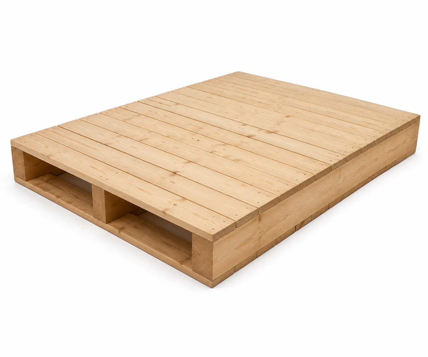 Two-way Yank wooden pallet 1200 x 1000 mm, three-quarter view