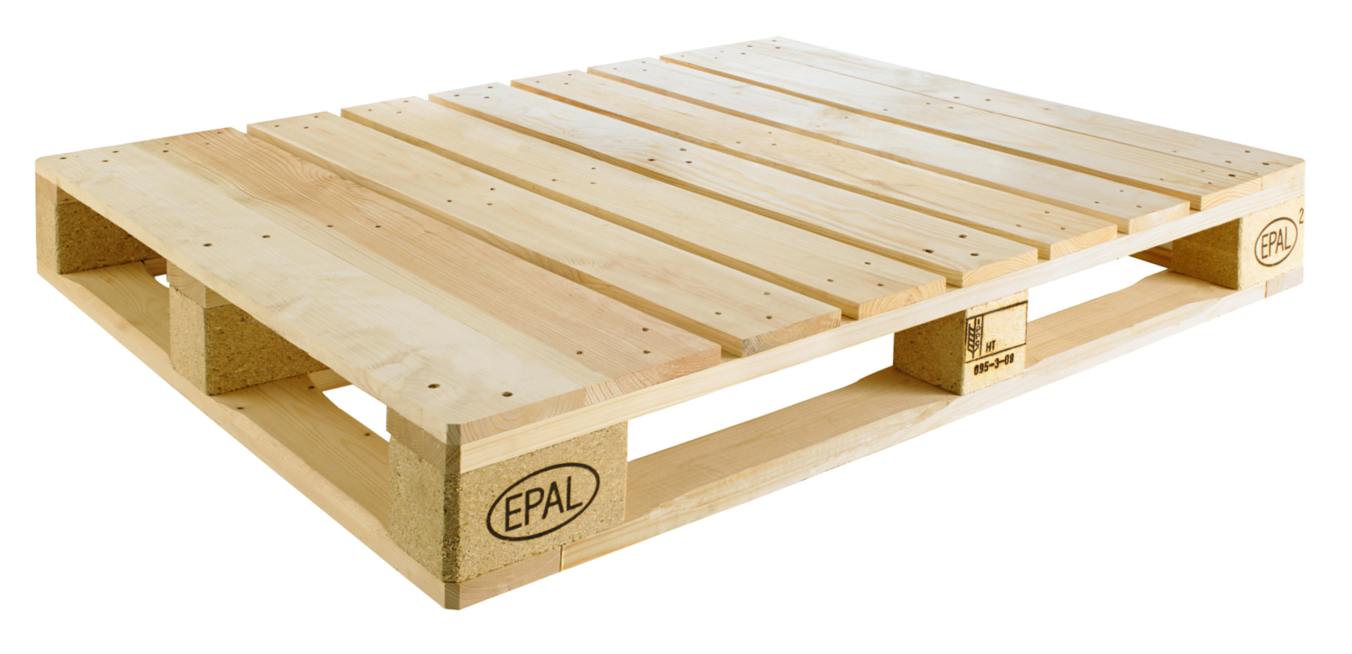 EPAL 2 industrial pallet 1200 x 1000 mm, three-quarter view