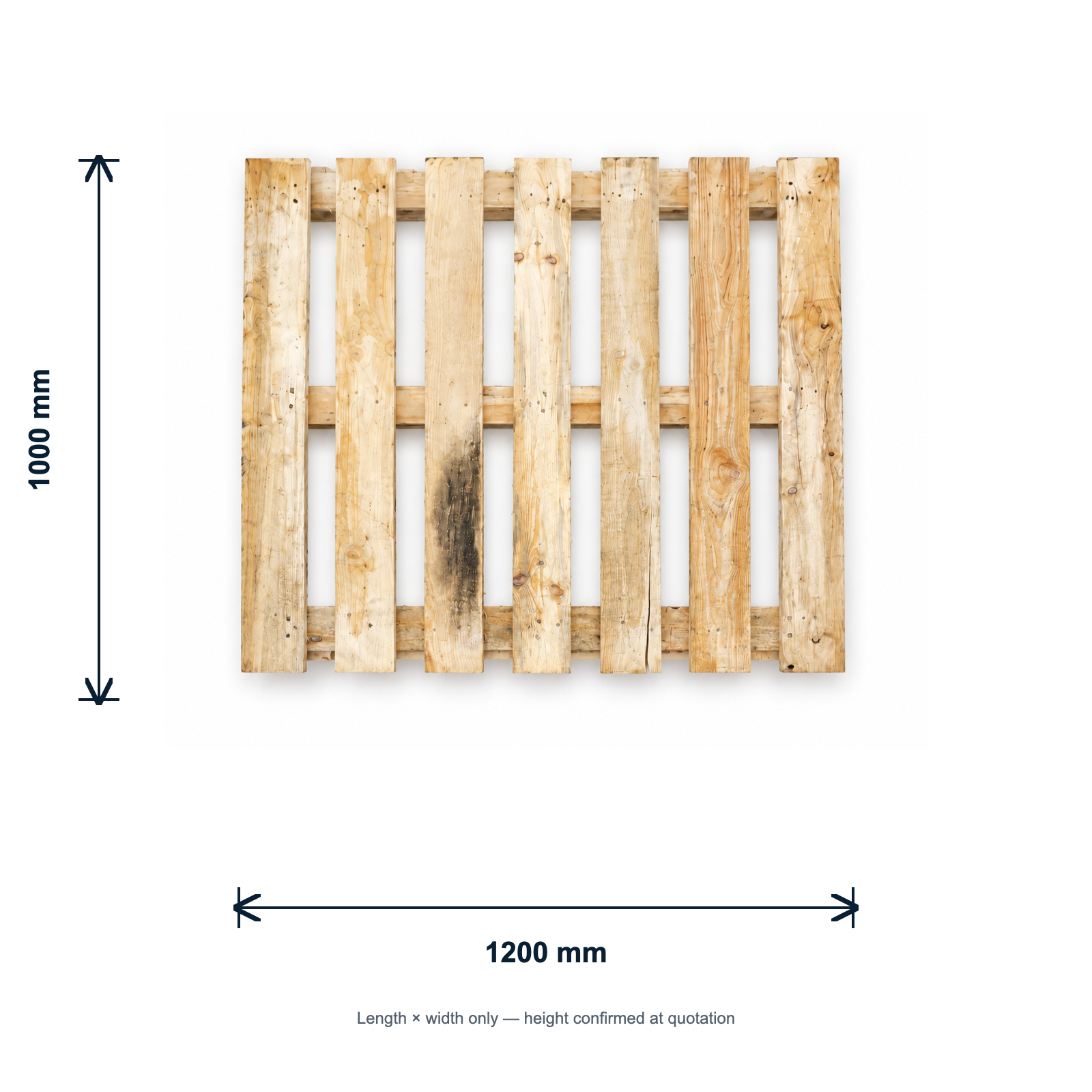 1200 × 1000 mm VMF UK Standard wooden pallet dimensions