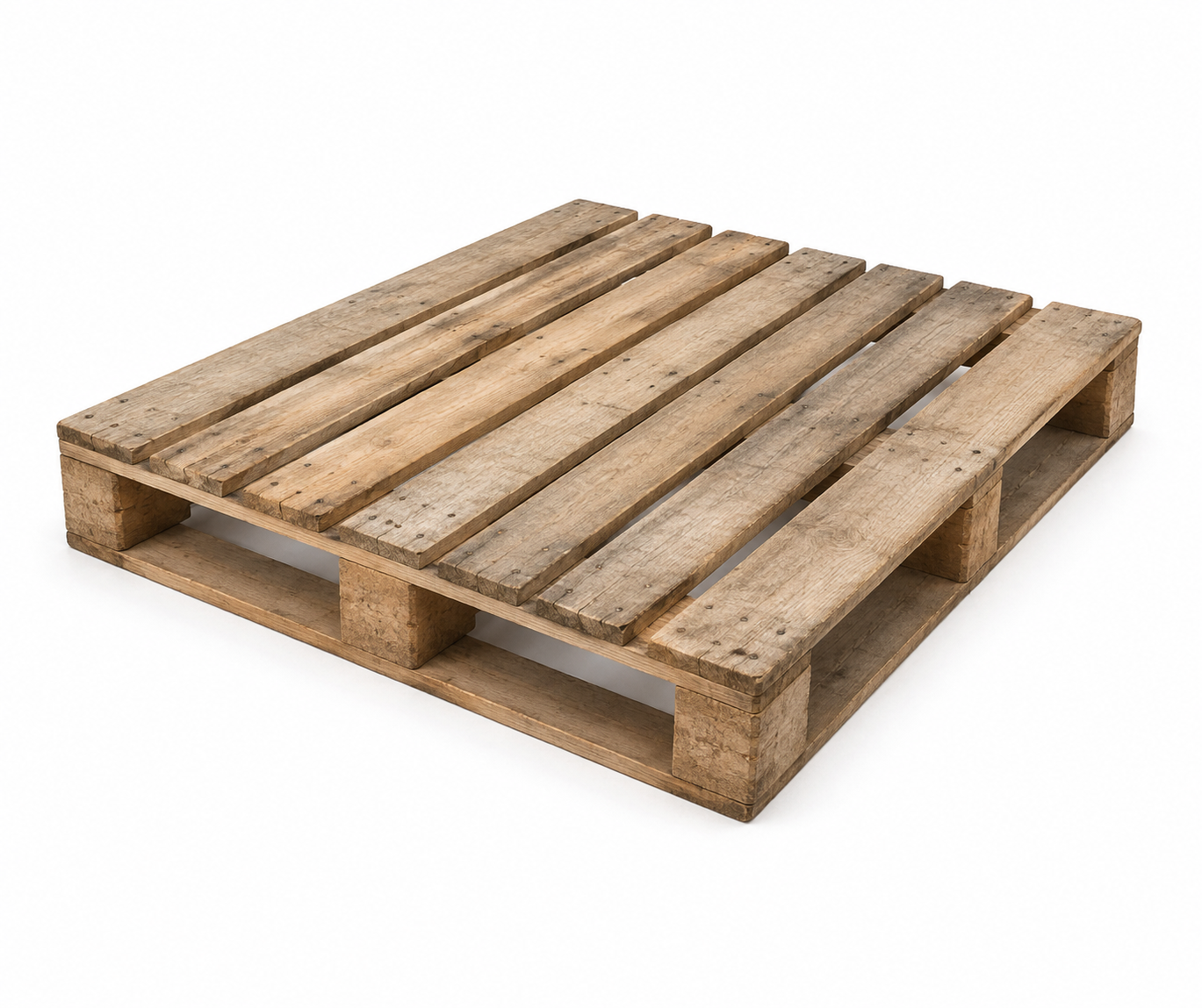 Grade 2 UK standard wooden pallet 1200 x 1000 mm, three-quarter view