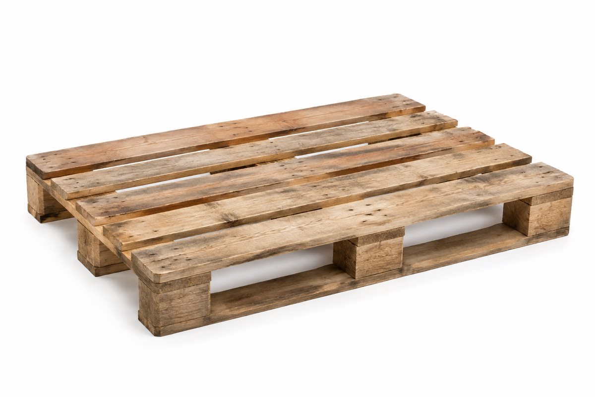 Reconditioned Euro size wooden pallet 1200 x 800 mm, three-quarter view