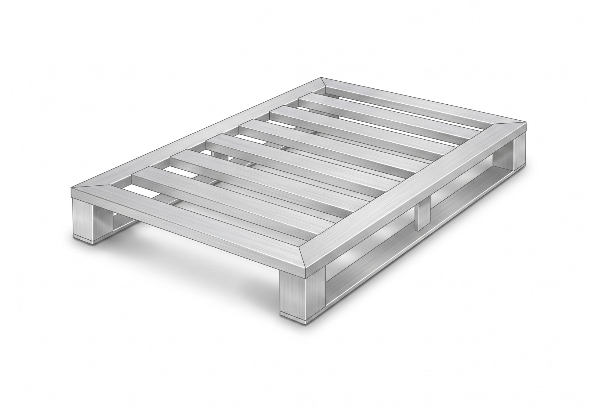 Aluminium pallet, 1200 x 800 mm, open slatted deck on channel runners