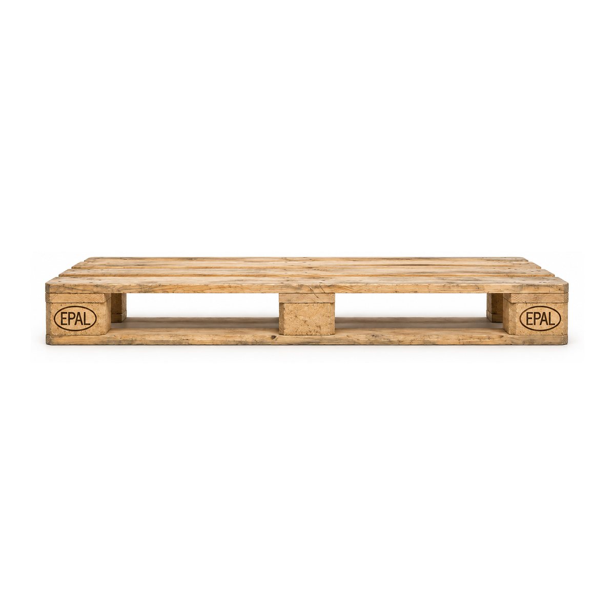 Used B-grade EPAL pallet, 1200 × 800 mm, side view