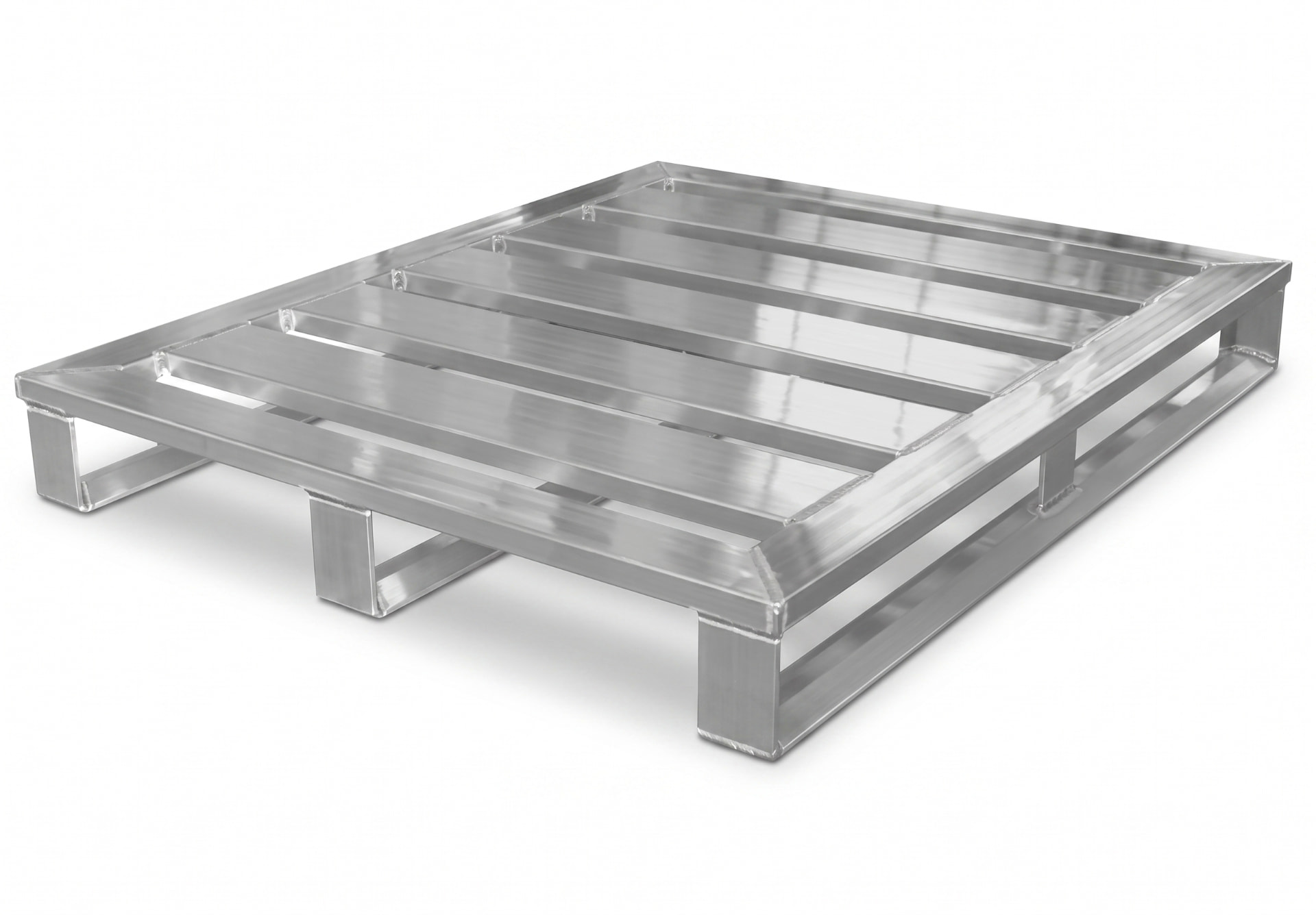 IP-Group aluminium pallet 72047, 1200 x 1000 mm, open slatted deck on channel runners, illustrative reference view