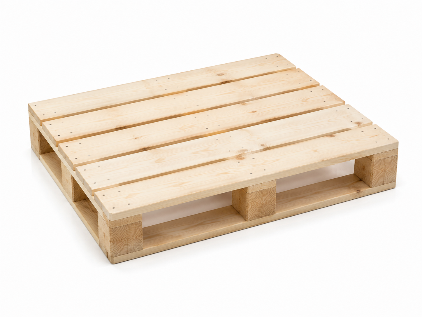Half Euro wooden display pallet 800 x 600 mm, three-quarter view