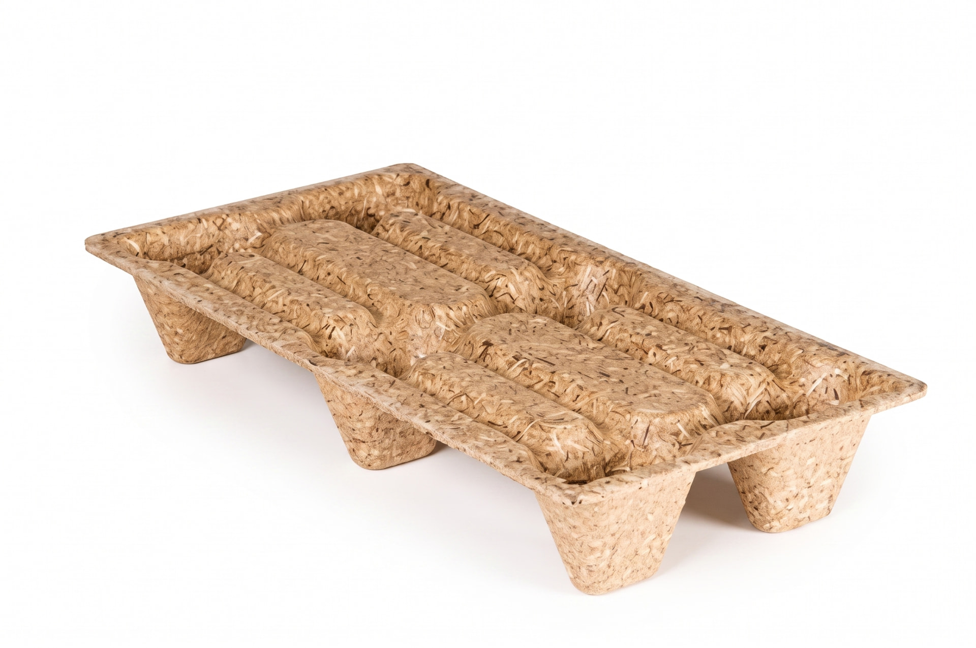 Moulded presswood pallet 800 x 400 mm with six feet, illustrative reference view