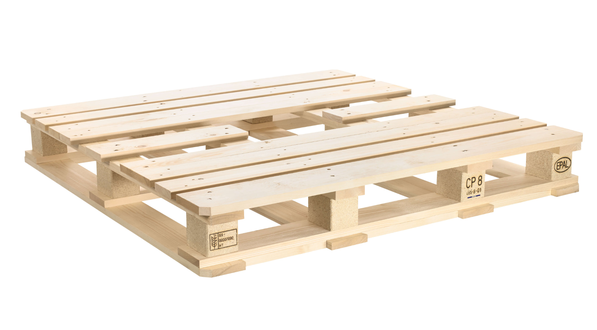 CP8 chemical pallet with discharge opening, 1140 x 1140 mm, three-quarter view