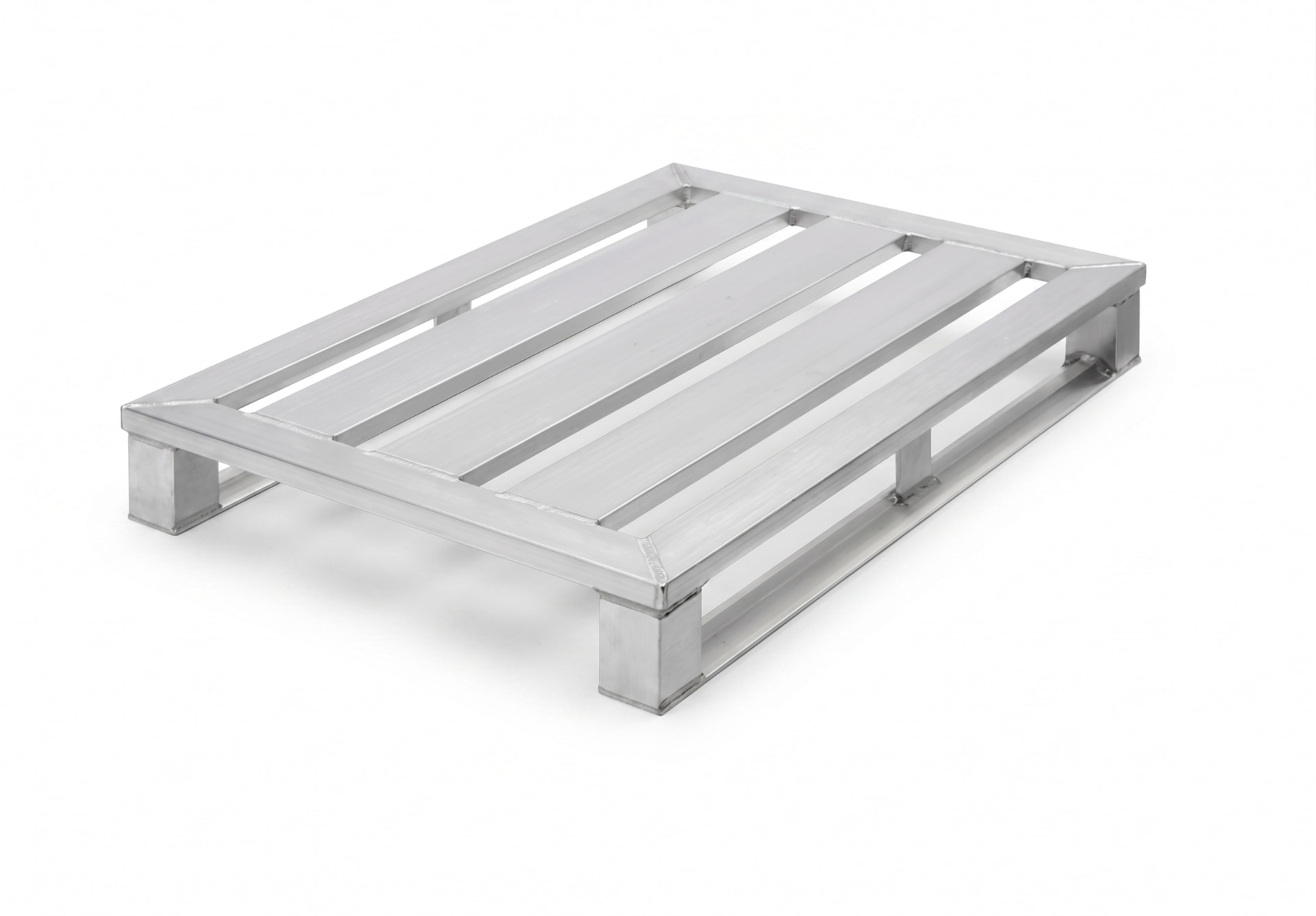Aluminium pallet, 1200 x 800 mm, open slatted deck on welded channel runners