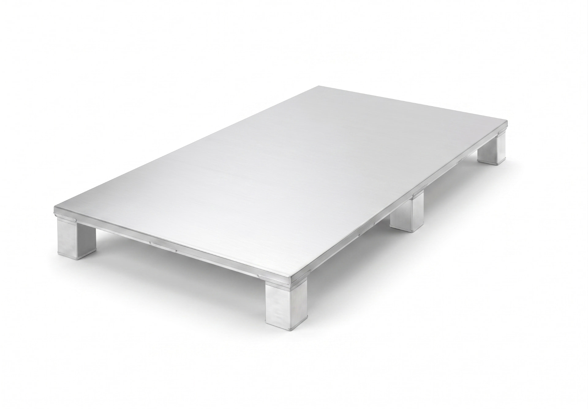 IP-Group aluminium pallet 72045, 1200 x 800 mm, solid flat deck on square legs, illustrative reference view