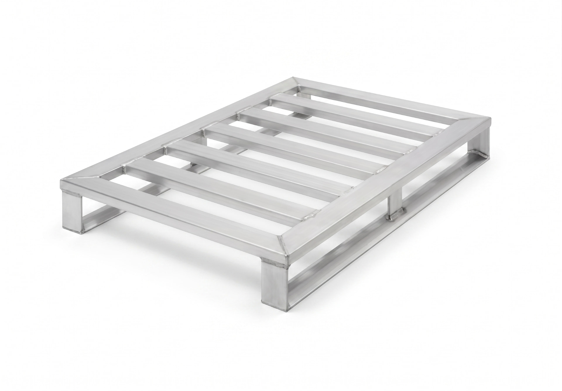 IP-Group aluminium pallet 71035, 1200 x 800 mm, open slatted deck with cross bearers on channel runners, illustrative reference view