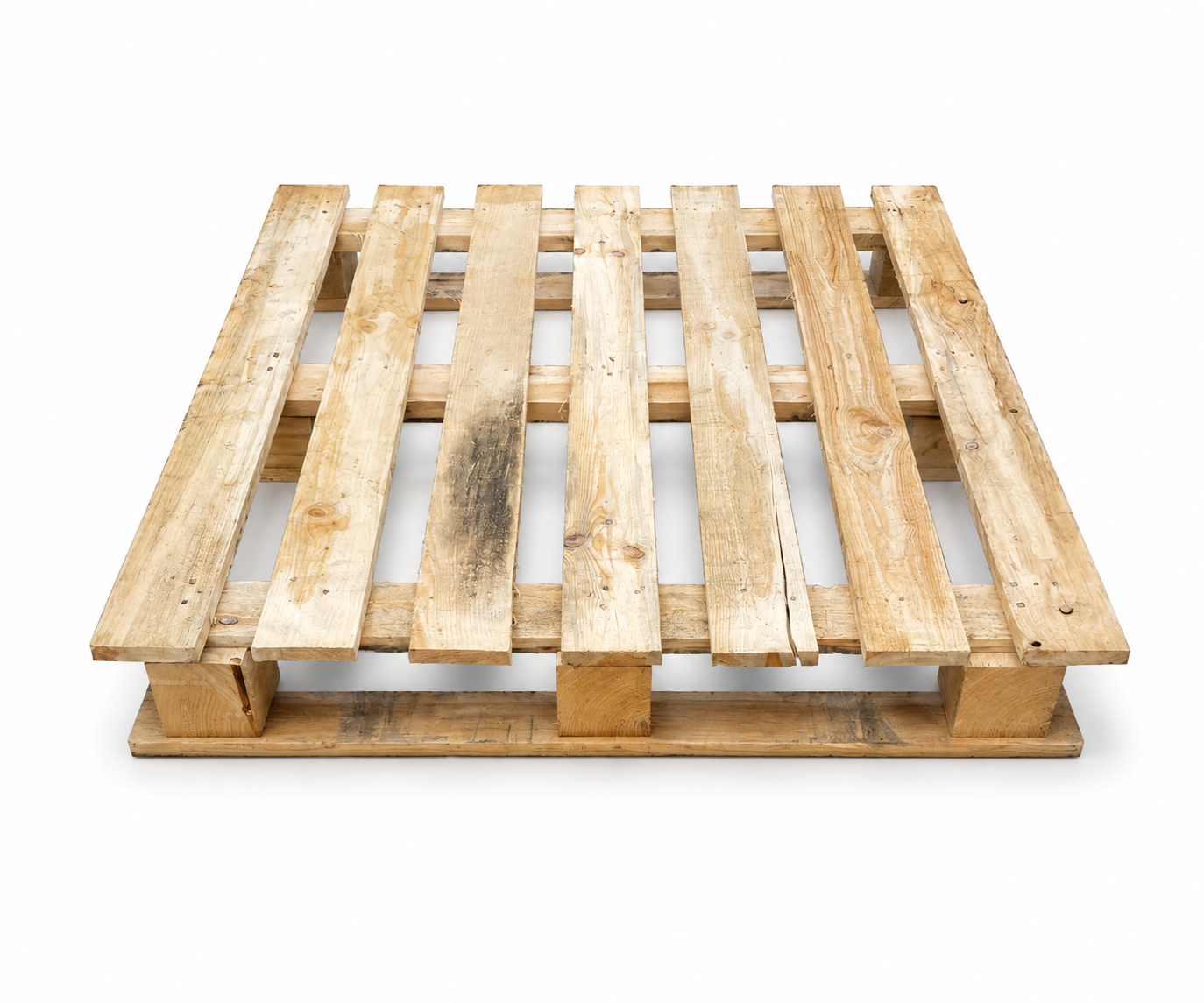1200 × 1000 mm VMF UK Standard wooden pallet, three-quarter view
