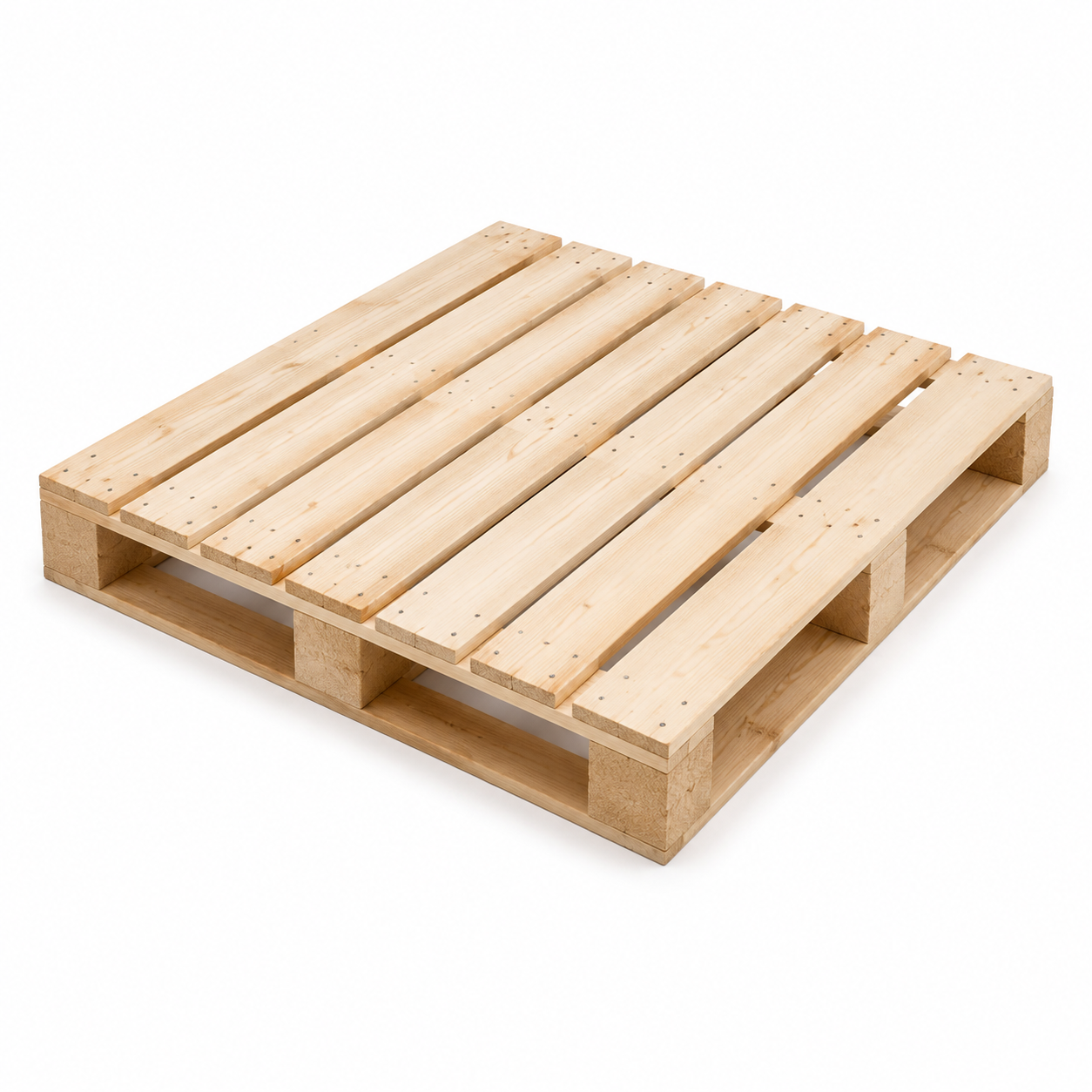 45 Square wooden pallet 1140 x 1140 mm, three-quarter view
