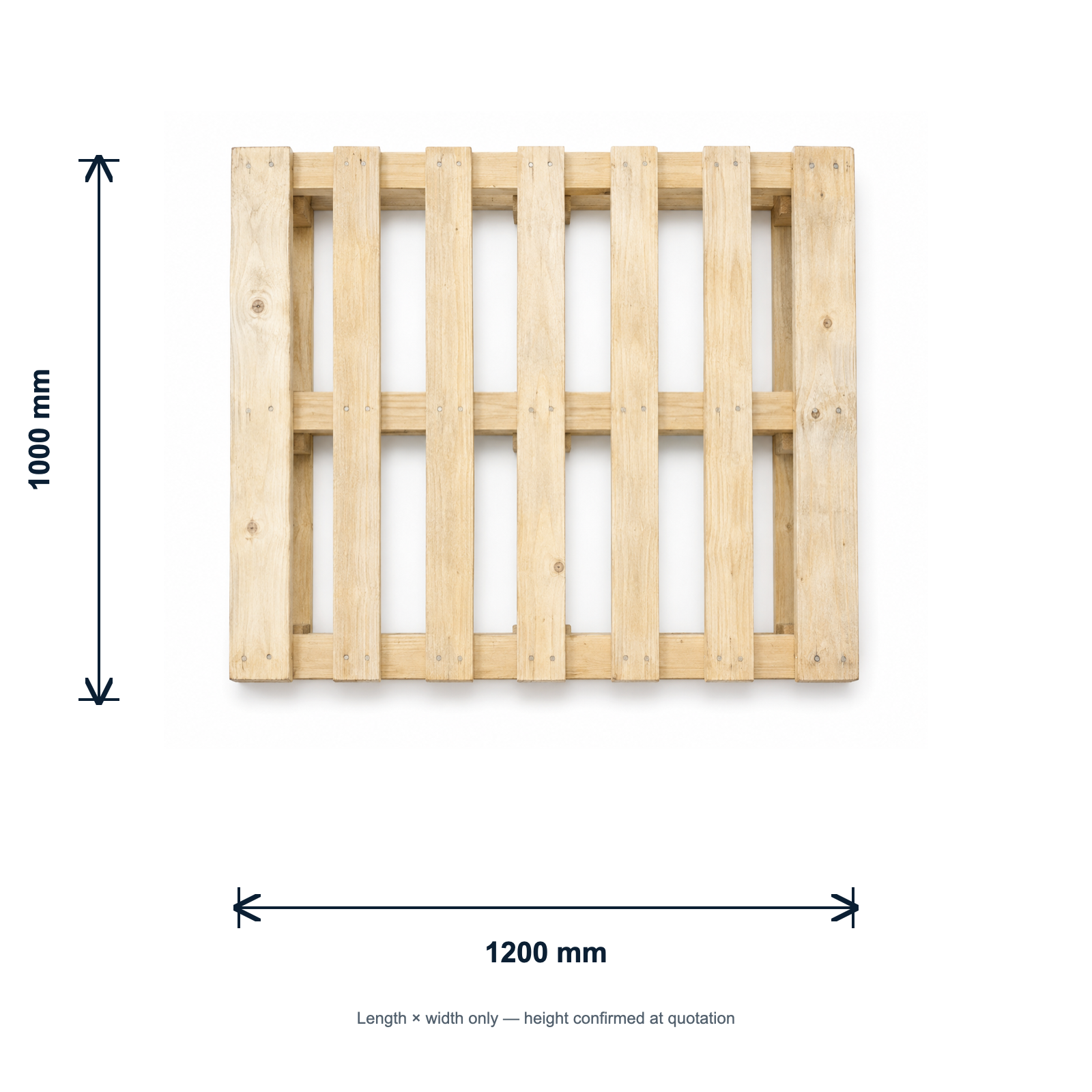 1200 × 1000 mm Grade 1 UK Standard wooden pallet dimensions
