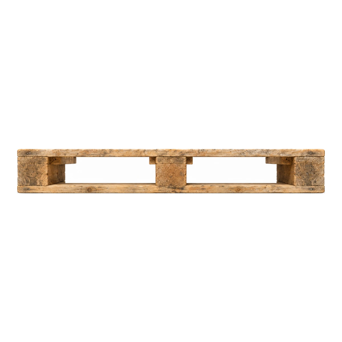 Used lightweight Euro-size wooden pallet, 1200 × 800 mm, side view