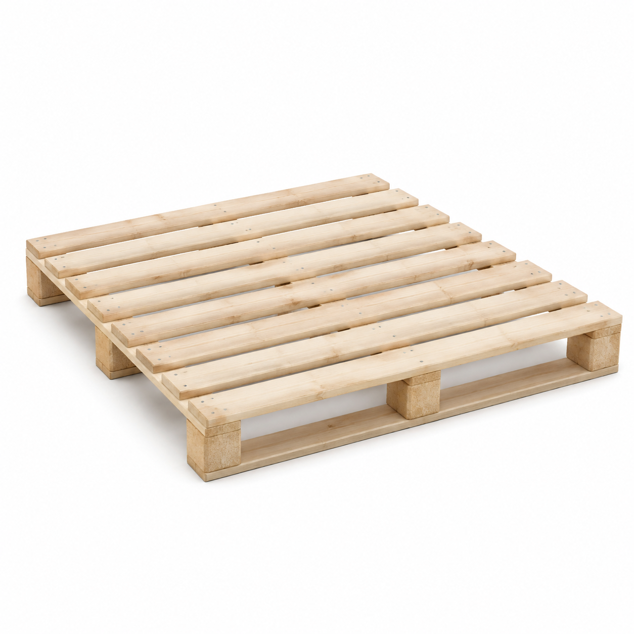Lightweight commercial wooden pallet 1200 x 1200 mm, three-quarter view