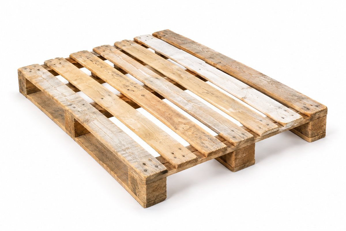 Unstamped used lightweight Euro-size wooden pallet, 1200 × 800 mm
