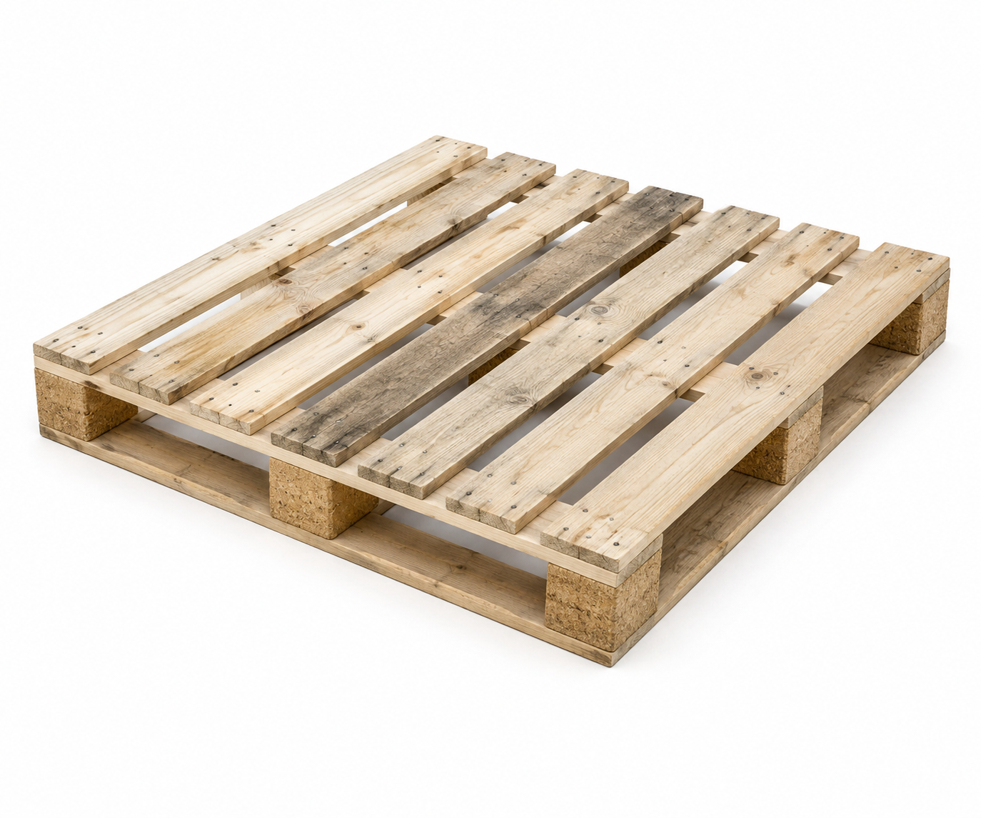 Grade 1A UK standard wooden pallet 1200 x 1000 mm, three-quarter view