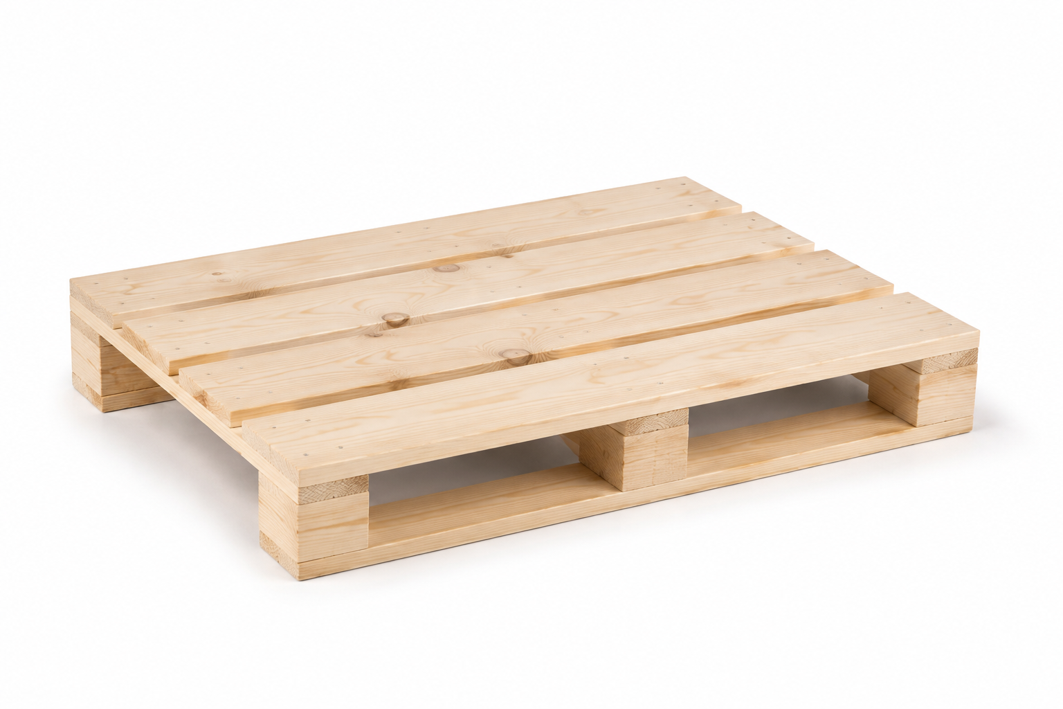 Quarter display wooden pallet 600 x 400 mm, three-quarter view